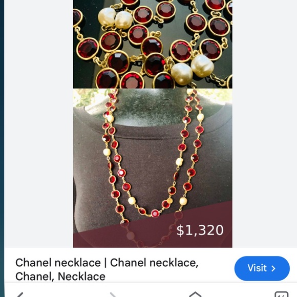 Faceted Deep Red Garnet Quartz Vintage gold backing & hardware necklace! - Picture 9 of 10